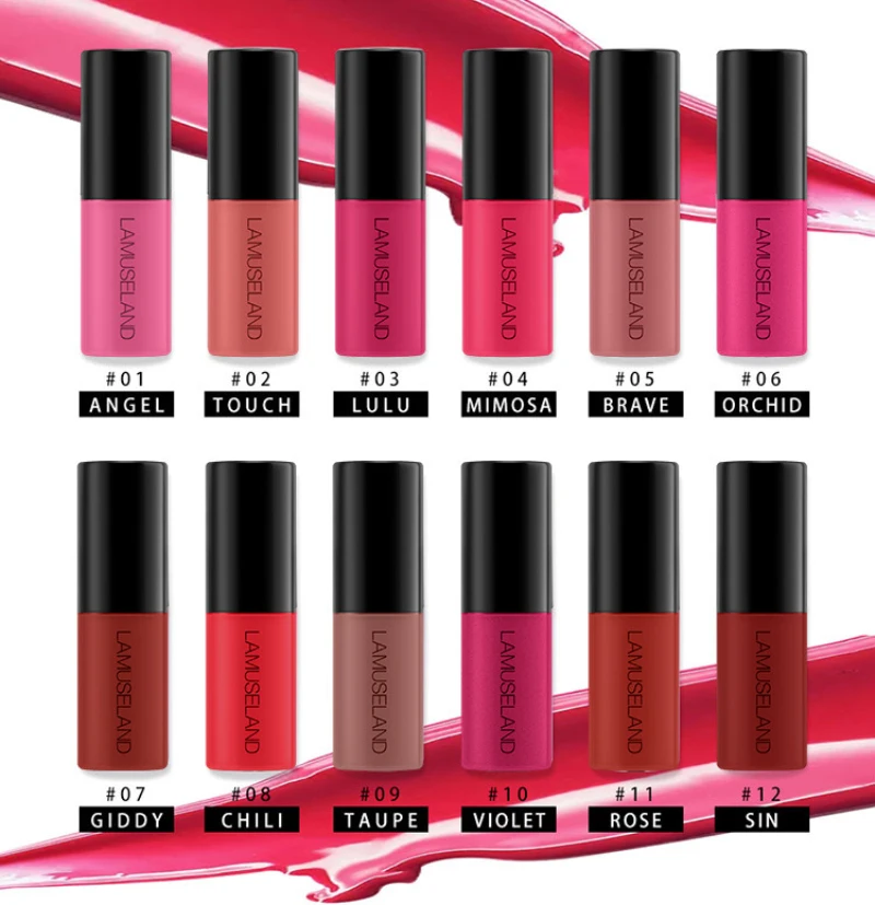 

12 Colors Liquid Lipstick Longlasting Waterproof Lip Gloss Maquiagem Non Stick Cup Velet Matte Lipstick Lip Tint Cosmetics TSLM1