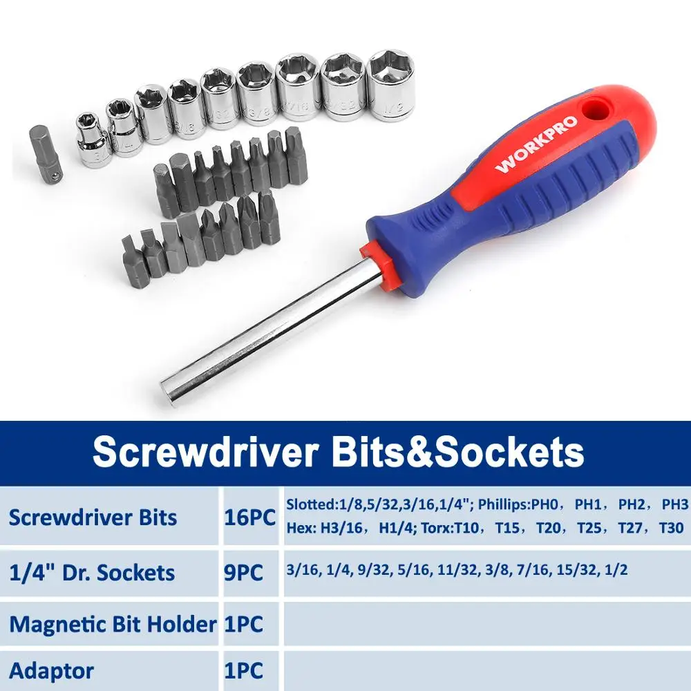 WORKPRO 45 Набор отверток для ПК прецизионные отвертки торцевых головок с Rangement