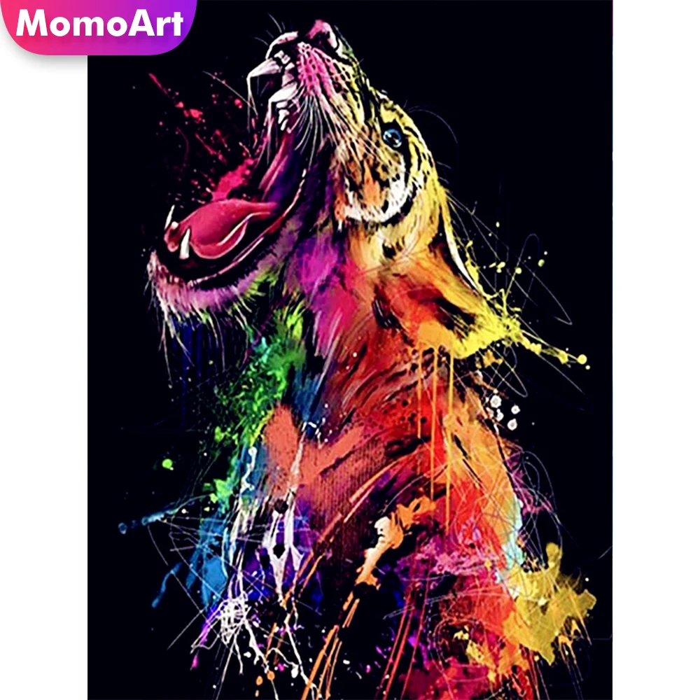 

MomoArt Алмазная мозаика тигр подарок ручной работы Алмазная вышивка животные полная площадь картина стразами рукоделие хобби декор для дома