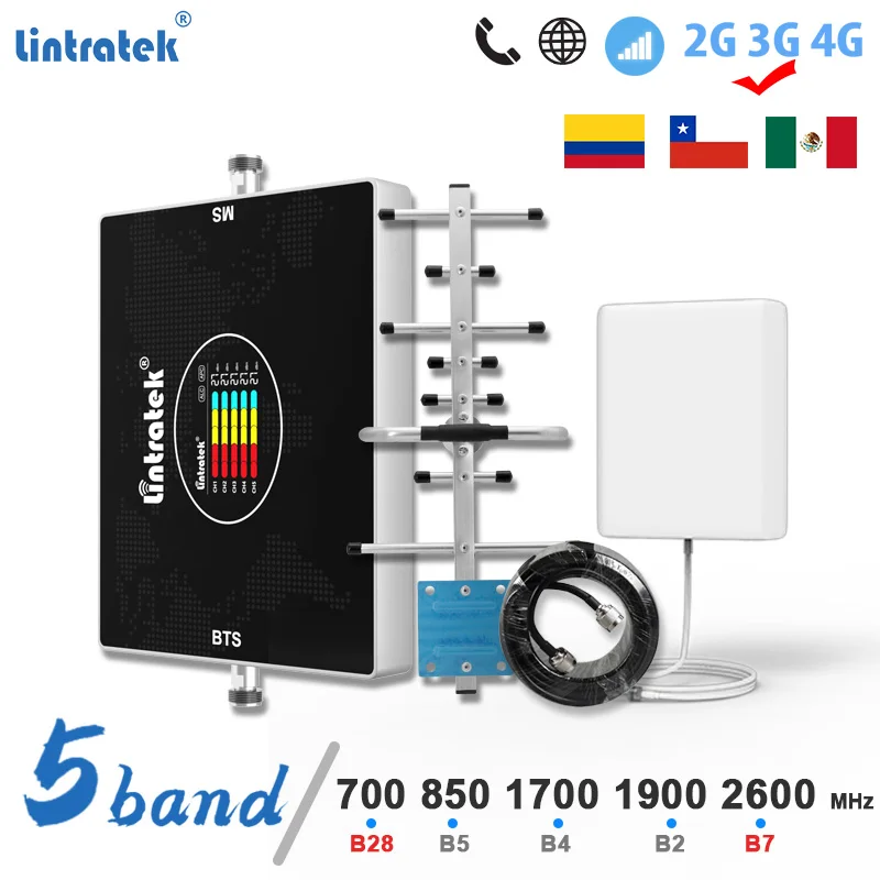 

Cellular Amplifier 2G 3G 4G Five 5Band Signal Booster B28 700 CDMA 850 AWS 1700 PCS 1900 LTE 2600mhz Chile Peru Mobile Repeater