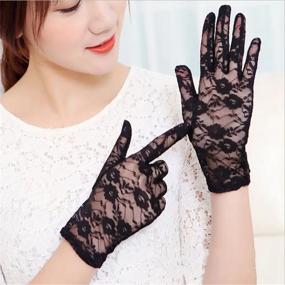 

Модные рукавицы, декоративные принадлежности, сексуальные кружевные Короткие наручные перчатки, сетчатые тонкие одноцветные перчатки для ...