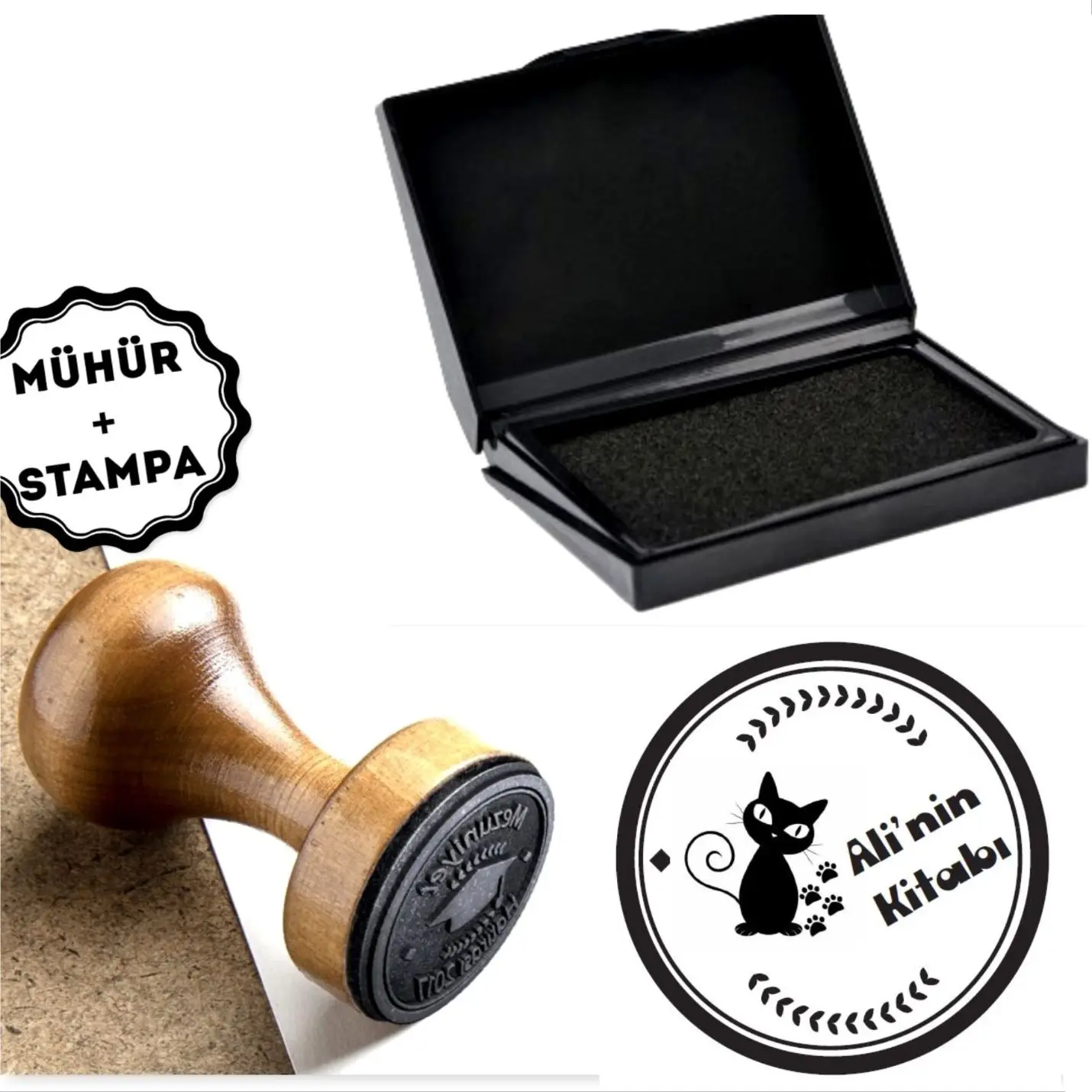 

Personalized Name Written Wood Book Seal-A104