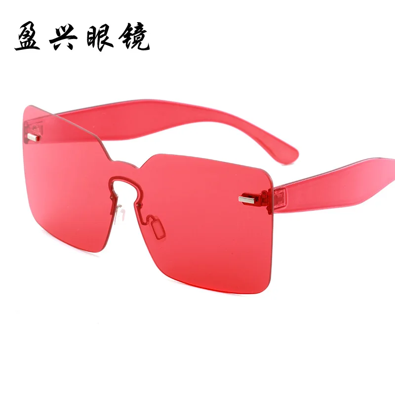 Женские солнцезащитные очки трендовые желтые прямоугольные оранжевого цвета