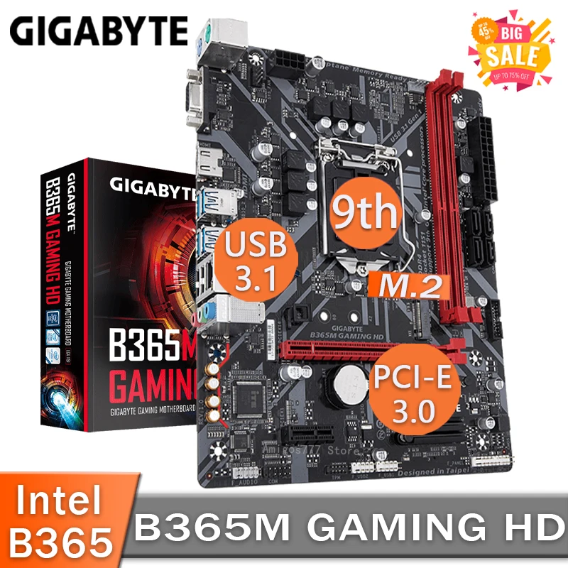 Preise LGA 1151 Gigabyte B365M GAMING HD Motherboard DDR4 2666MHz VGA DVI 9th-Gen I7 I5 I3 Cpu Desktop Intel B365 Placa-Mãe 1151 Neue