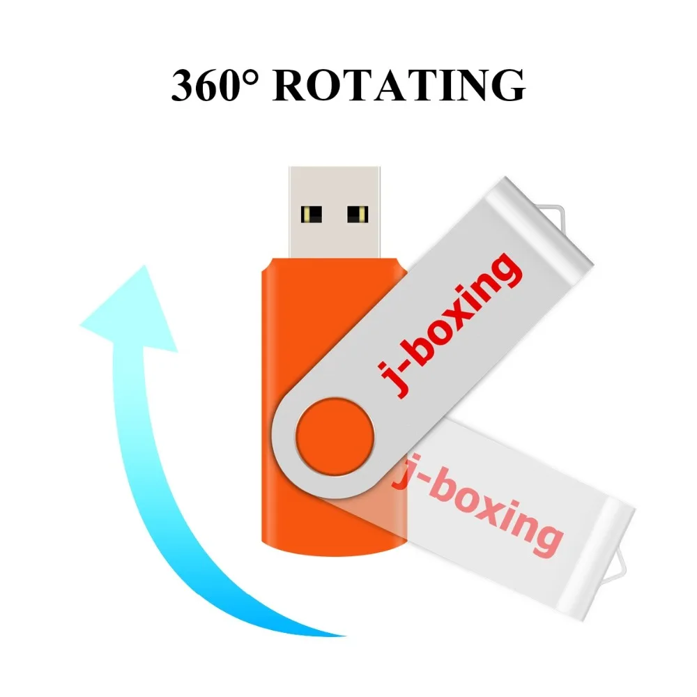 J-бокс USB флеш-накопитель 16 ГБ флеш-карта памяти 4 ГБ 8 ГБ металлический вращающийся флеш-накопитель 32 Гб 64 ГБ для подарка ПК Macbook оранжевый