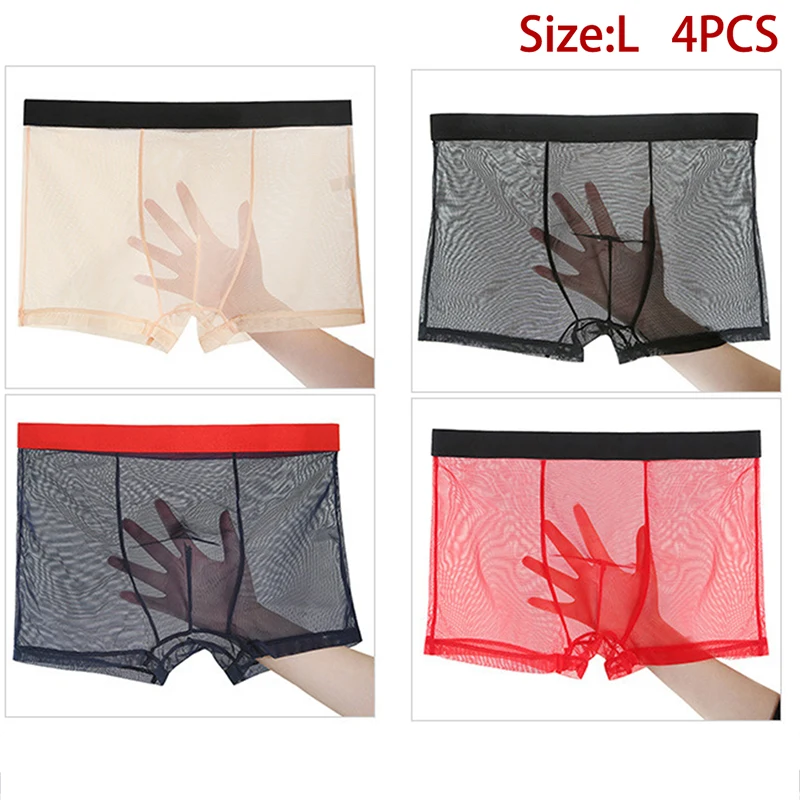 

Нижнее белье мужское ультратонкое бесшовное, Прозрачное нижнее белье, шорты-боксеры со средней посадкой, пикантные мужские трусы, мужские б...