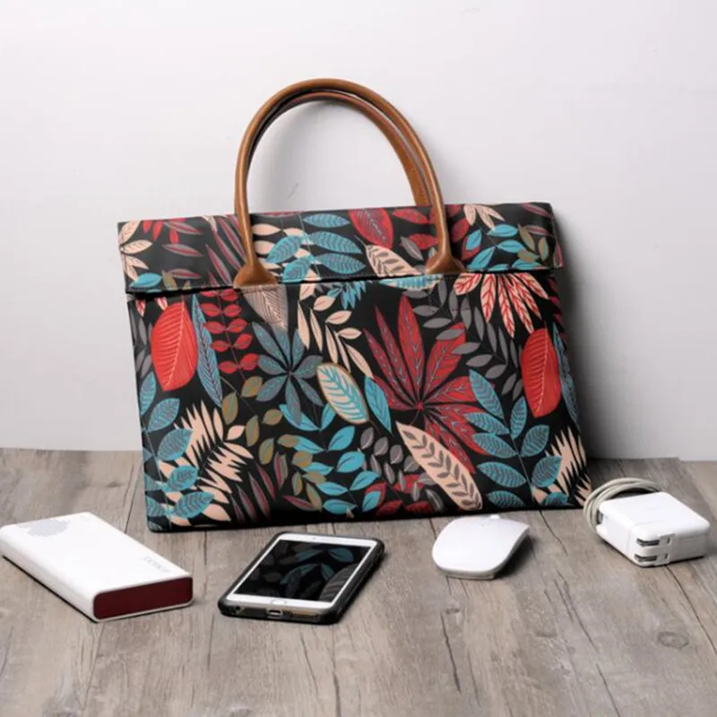 

Fashion Flower Style Women's Briefcase Laptop Portable Notebook Bags Folder Document Bag Macbook 13 14 15.6 Inch Handbags