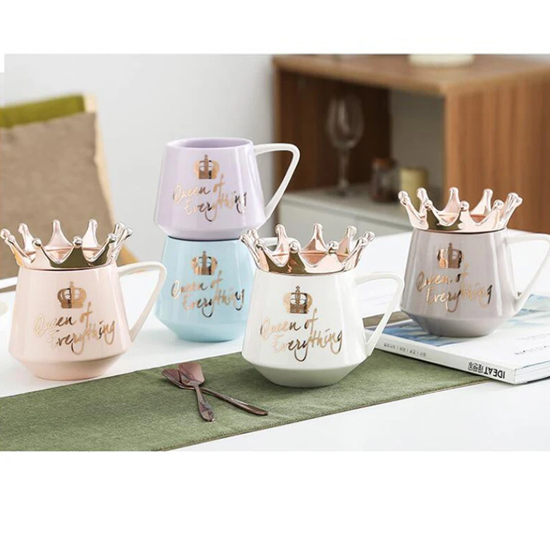 Креативная керамическая кружка в виде короны розовая Милая скандинавском стиле