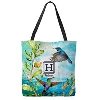 lvyziho hummingbirds watercolor floral garden monogram custom name all over print tote bag