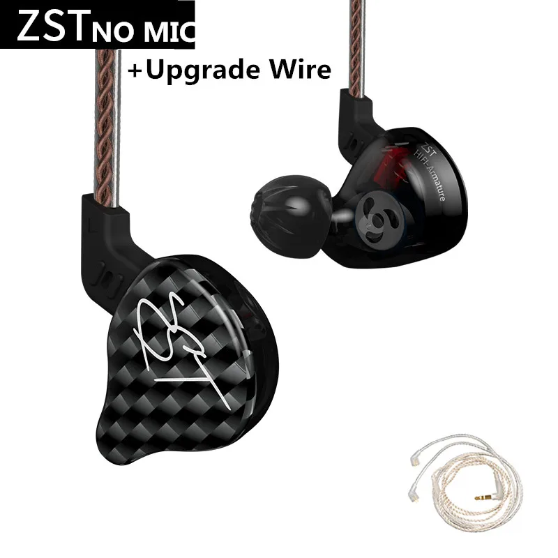 KZ ZST 1BA 1DD наушники-вкладыши гибридная гарнитура HIFI музыкальные спортивные наушники с шумоподавлением заменены кабелем ZSN PRO ES4 ZS10 - Цвет: black(silver)