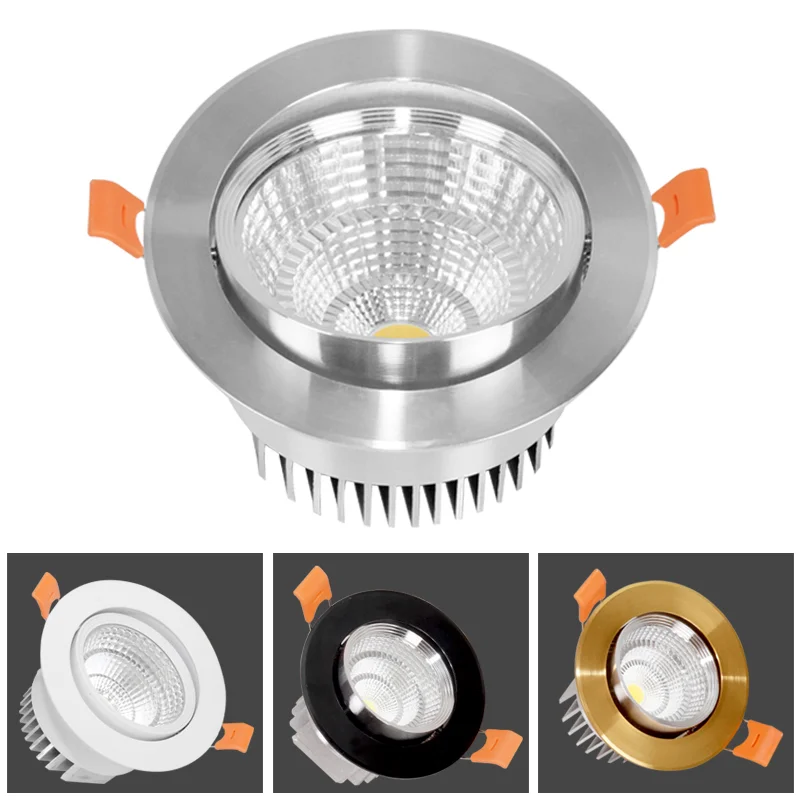 Luces LED empotradas regulables, 5W, 7W, 9W, 12W, 15W, 18W, COB, foco de techo, AC85 ~ 265V, lámparas de fondo LED de iluminación interior