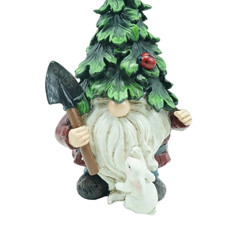 

Garden Gnome with Shovel Figurine Landscape Statue Outdoor Yard Lawn Ornament 68UC