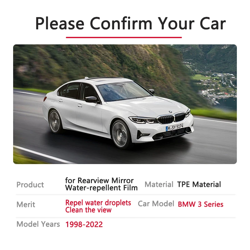

for BMW 3 Series 1998~2020 E46 Full Cover Anti Fog Rainproof Film Rearview E90 F30 G20 318i 320i 325i 328i 330i Car Accessories