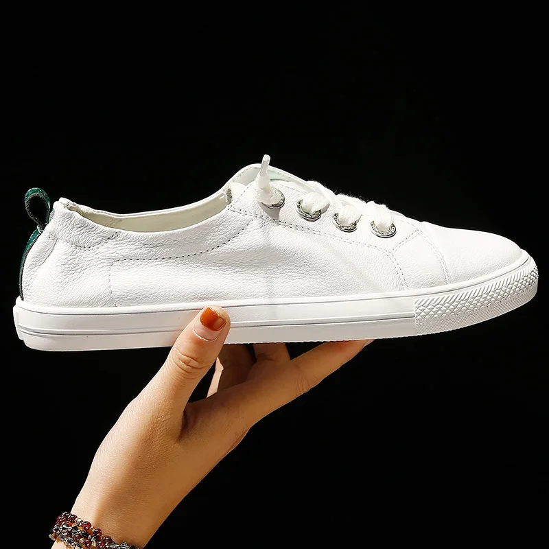 Woman Flats Genuine Leather Casual Shoes Sneakers Fashionable Comfy Female Shoes Trainers Flat White Shoes for Women Sneaker