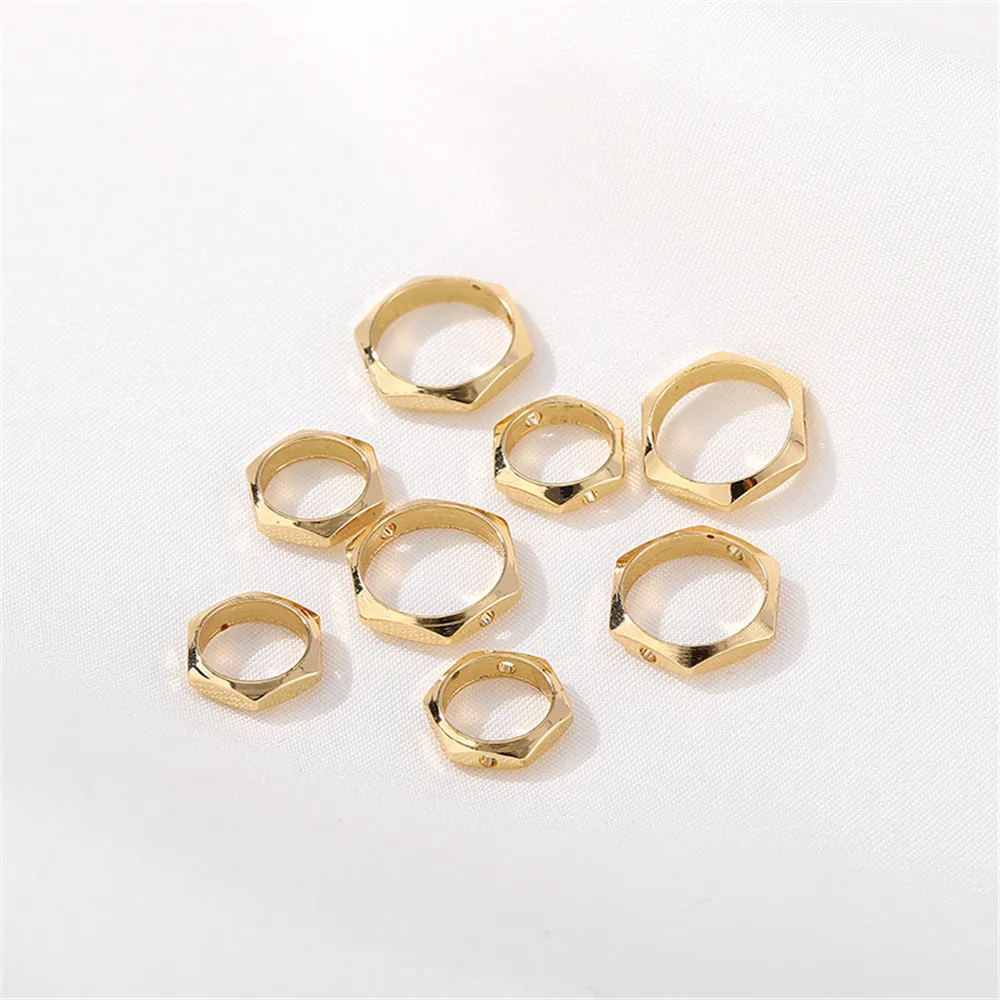 

14K gold clad hexagonal bead ring DIY handmade bracelet necklace bead ring headpiece material accessories