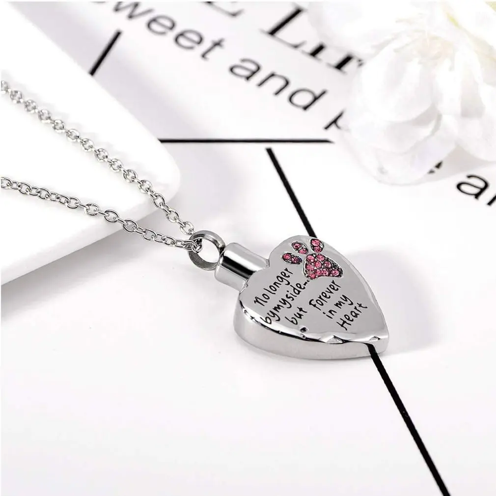 No Longer by My Side but Forever in Heart Cremation Jewelry for Ashes Stainless Steel Pet Paw Keepsake Memorial Urn Necklace | Дом и сад