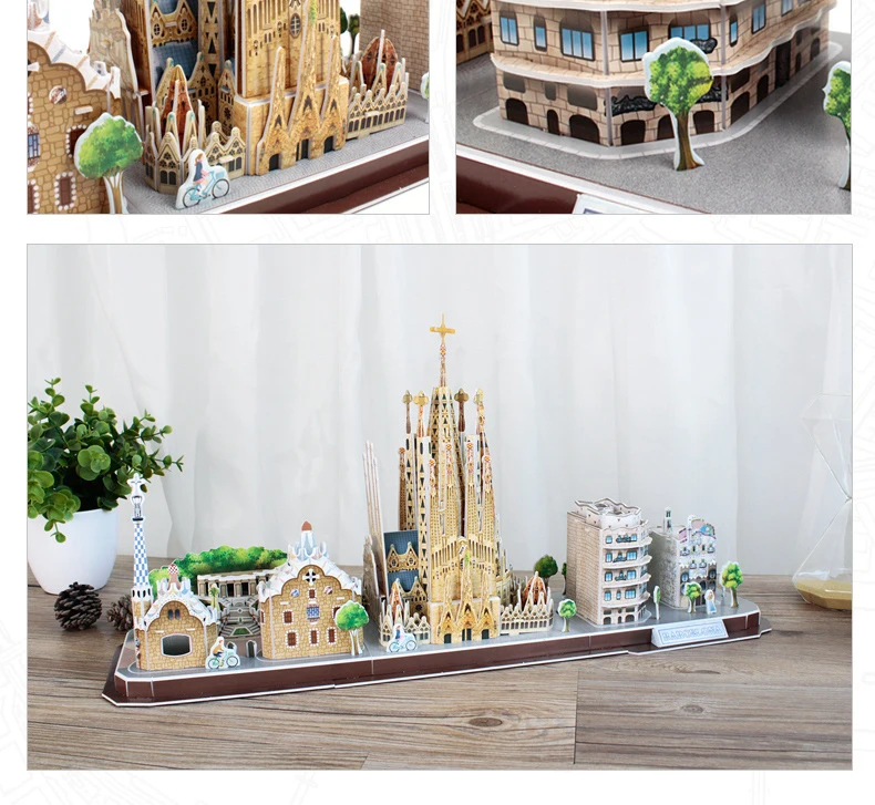 3D игра-головоломка DIY игрушка бумажная Миниатюрная модель город Лондон Париж Нью-Йорк Москву знаменитое здание собрать игры игрушки для детей Подарки