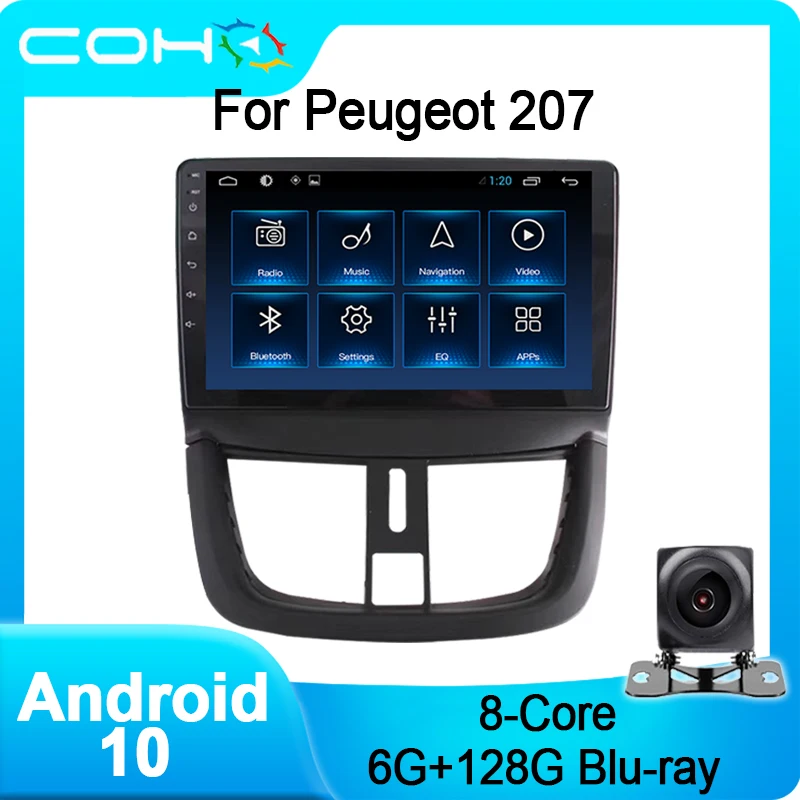 

COHO для Peugeot 207 Автомобильный мультимедийный плеер Gps Coche Радио Стерео Android 10,0 Octa Core 6 + 128G