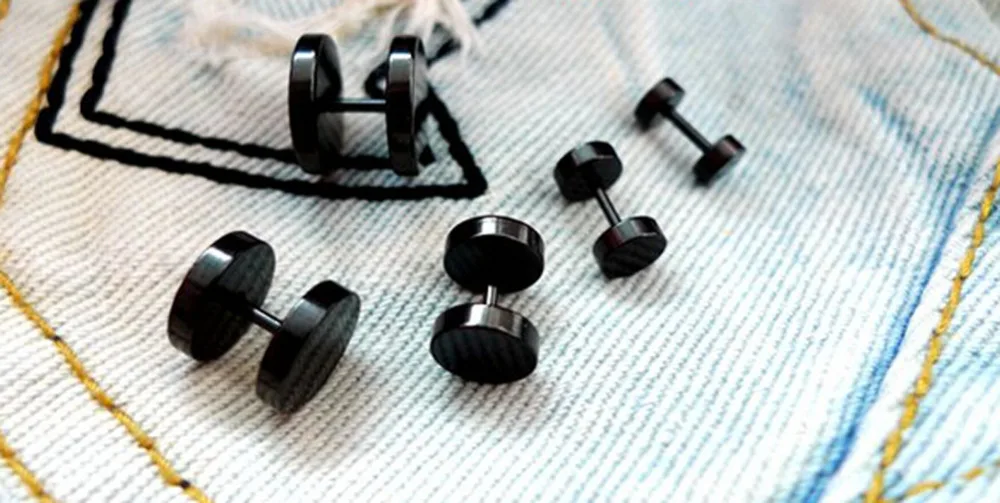 1 шт. Новые Черные Готические серьги-колокольчики модные круглые простые мужские