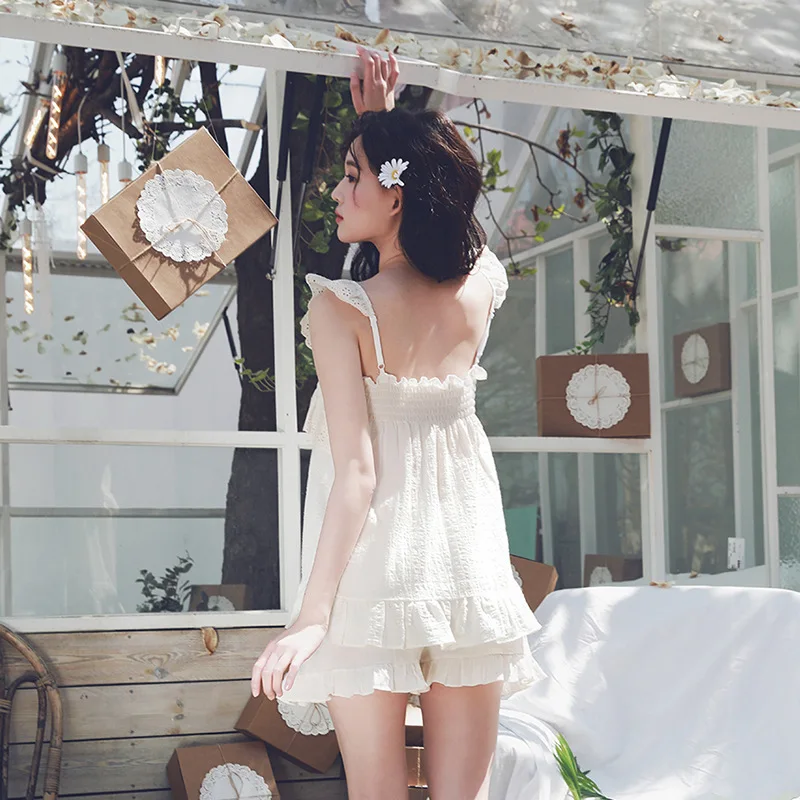 Pajamas Women's Summer Cotton Sexy Ladies Suit Korean Casual Summer Home Wear Pajamas Camisole Pajamas kawaii pajama