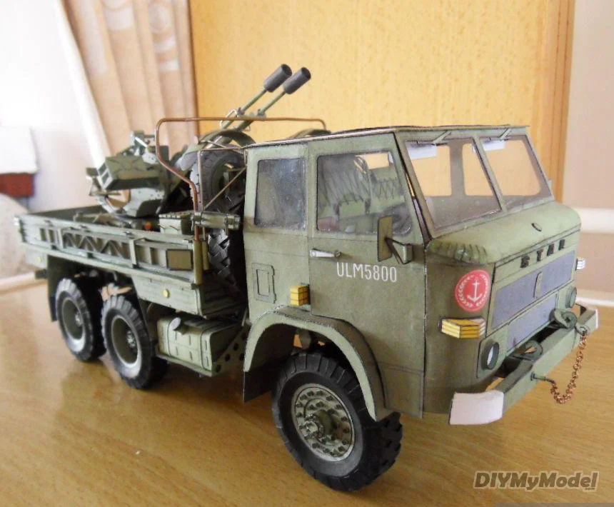 Cami&oacute;n de pistola antia&eacute;reo sovi&eacute;tico star266 + zu23-2, KIT de modelo de papel artesanal, rompecabezas de juguete hecho a mano, accesorios de pel&iacute;culas, RU (origen)-0