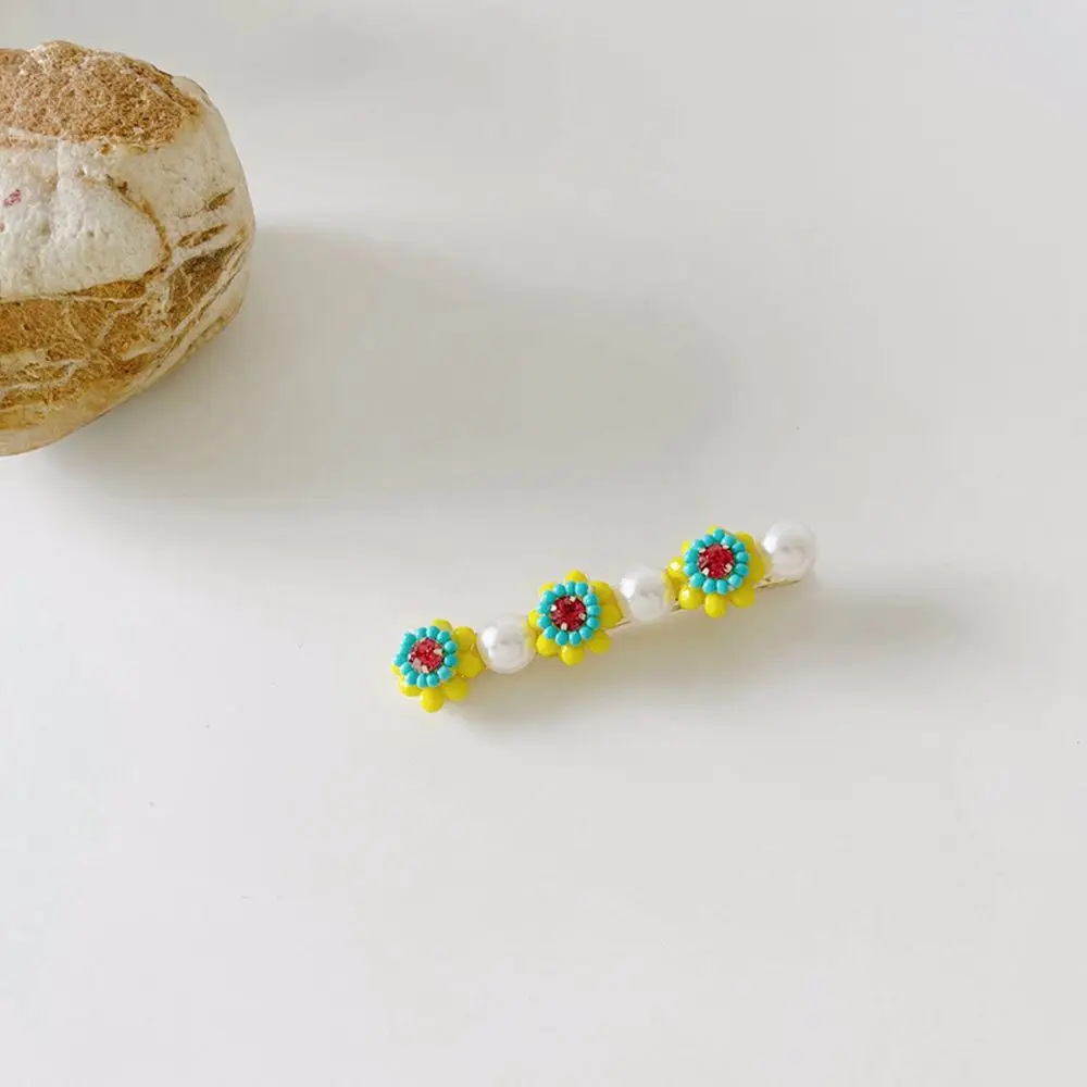Pinza para el pelo de Color caramelo para ni&ntilde;a, horquilla con dise&ntilde;o de flores y diamantes de perlas, cuerda para el pelo para ni&ntilde;a, joyer&iacute;a, tocado de diamantes de imitaci&oacute;n, regalo nuevo-3