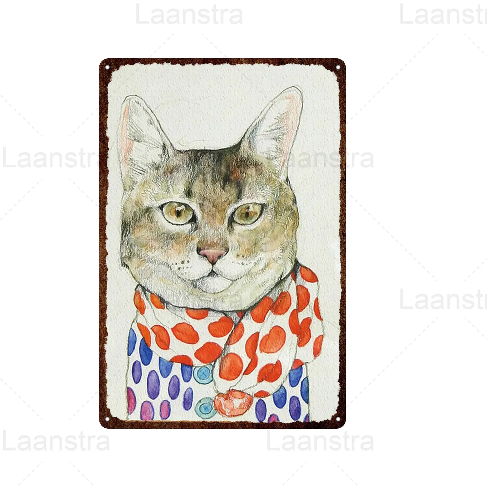 

Cute Cat Metal Plate Goldfish Bowl Home Decoration Iron Sign Cat Catching Mouse Mental Brand Wall Art Vintage Decor Living Room