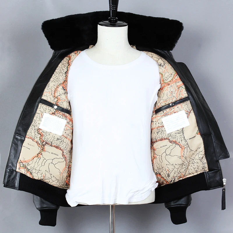 Мужская куртка бомбер FLY AVIREX модная из натуральной воловьей кожи с меховым