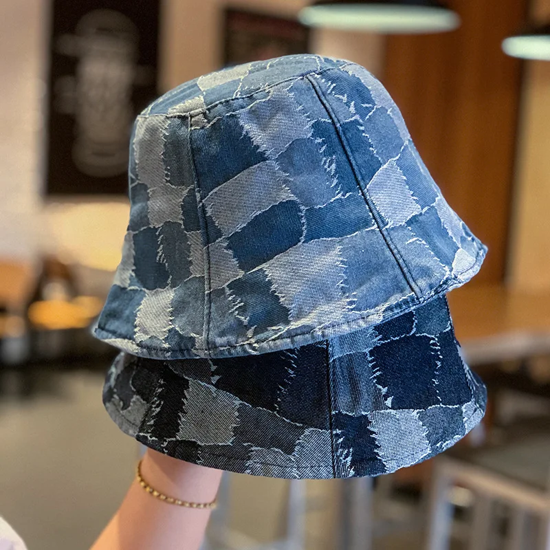 

Harajuku Men Women Lovers Washed Cowboy Fisherman's Hat Patched Denim Bucket Hats Outdoor Sun Hat Casquette Sombreros De Mujer