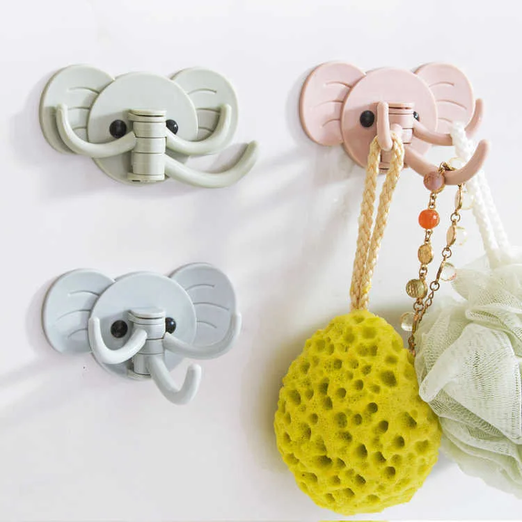 

Creative cute elephant glue hook kitchen bathroom multi-purpose strong viscose seamless wall free nail hook