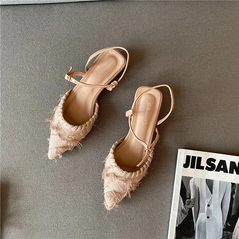 

New Small Fresh Pointed Flat Shoes Baotou Sandals Women All-Match Womens Shoes