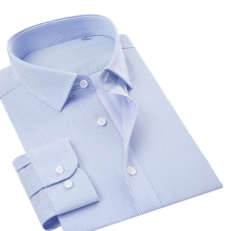 

Men's DP ready to wear no iron shirt long sleeve autumn and winter business tooling Blue Stripe Cotton Shirt