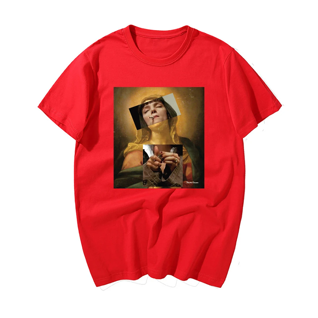 Забавная Футболка с принтом Девы Марии мужская мода 2019 летние хип-хоп топы