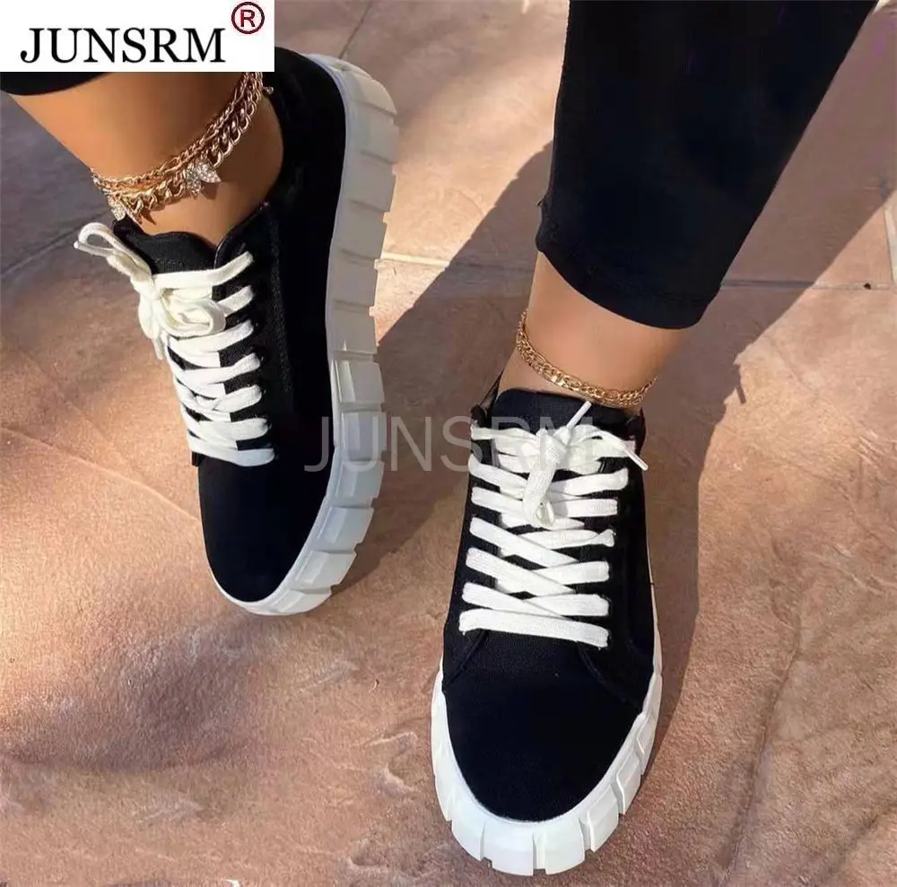

Brand New Sneaker Casual Shoes Big Size 43 Shoelaces Fashion Black Purple Leisure Woman Canvas Shoes Flats