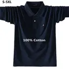 100% хлопок высокого качества; Сезон весна-осень; Классические мужские футболки с длинным рукавом футболки-поло рубашки для мальчиков на каждый день; Лацканы; Мужские модные топы футболки-поло Hommes S-5XL