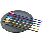 Многоразовая длинная соломенная ложка из нержавеющей стали 1810, прямая соломинка, многоцветная ложка для дома, бара, коктейля, кофе, перемешивания