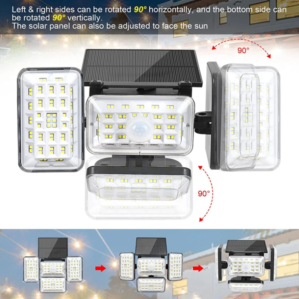 

242LED Solar Wall Light Outdoor IP65 Waterproof 4-Side 270 degrees Rotatable Motion Sensor Induction Lamp Garden Lighting