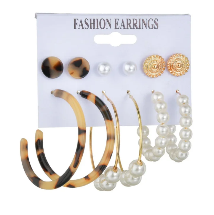 Набор минималистичных смешанных небольших сережек простые геометрические