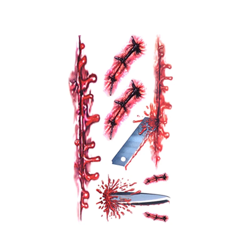 3D страшные водонепроницаемые Временные татуировки Шрам Татуировки наклейки