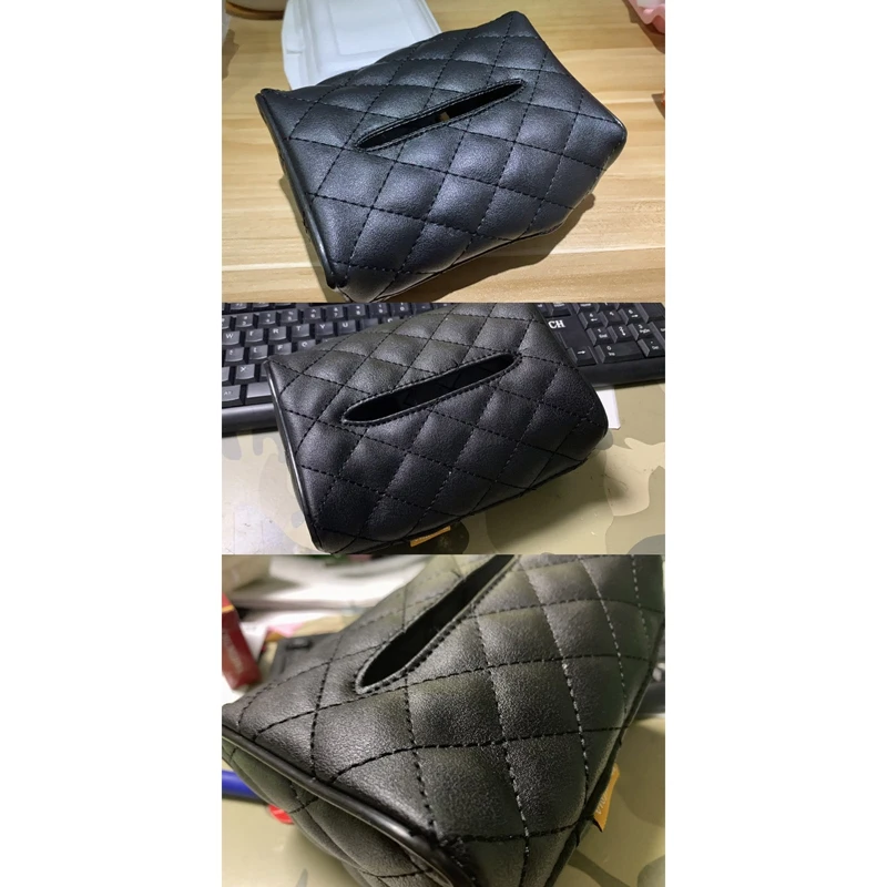 

1 PCS Black Universal PU Leather Tissue Boxes Paper Holder interior Accessories Tissue Bag Organizer Car Decoration Auto Storage