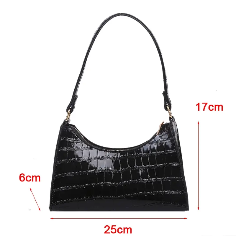 

Retro Crocodile Pattern Small Shoulder Bags Casual PU Leather Underarm Bags Tote