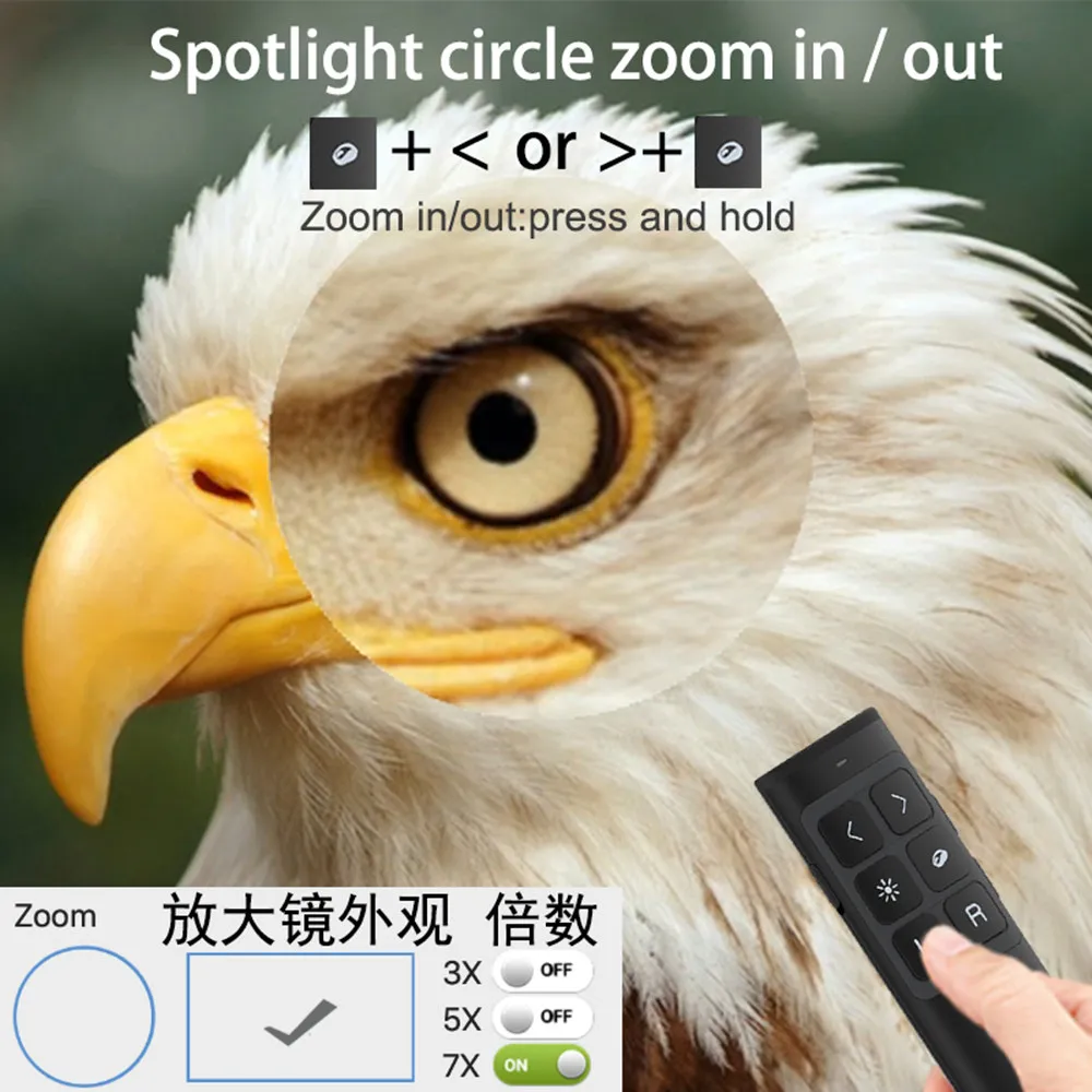 

Noomya Spotlight X3 Wireless Presenter Focusing magnifier Digital laser Features Laser Pointer Presentation for win7810 and Mac