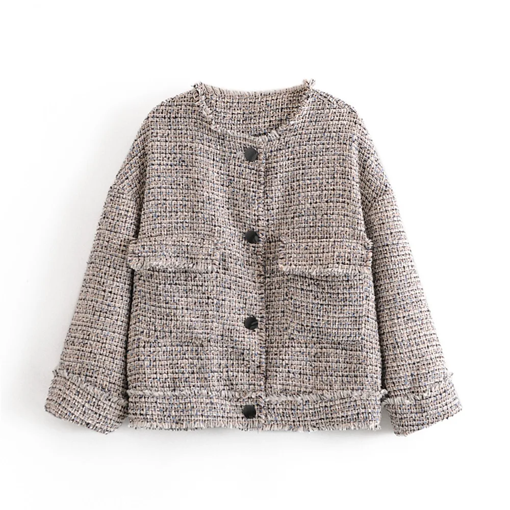 Однобортная текстурированная куртка-бомбер пальто Новинка осени 2020 женское