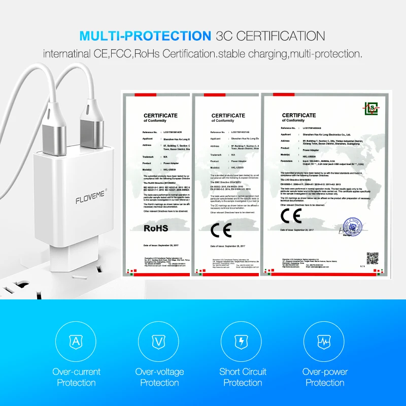 

CASEIER LED Digital Display 3 Ports USB Phone Charger Universal EU Plug Wall Mobile Phone Charger For iPhone 12 Xiaomi Adapter