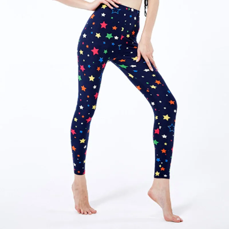 Новинка 2021 модные обтягивающие дышащие леггинсы с рисунком цветных звезд и