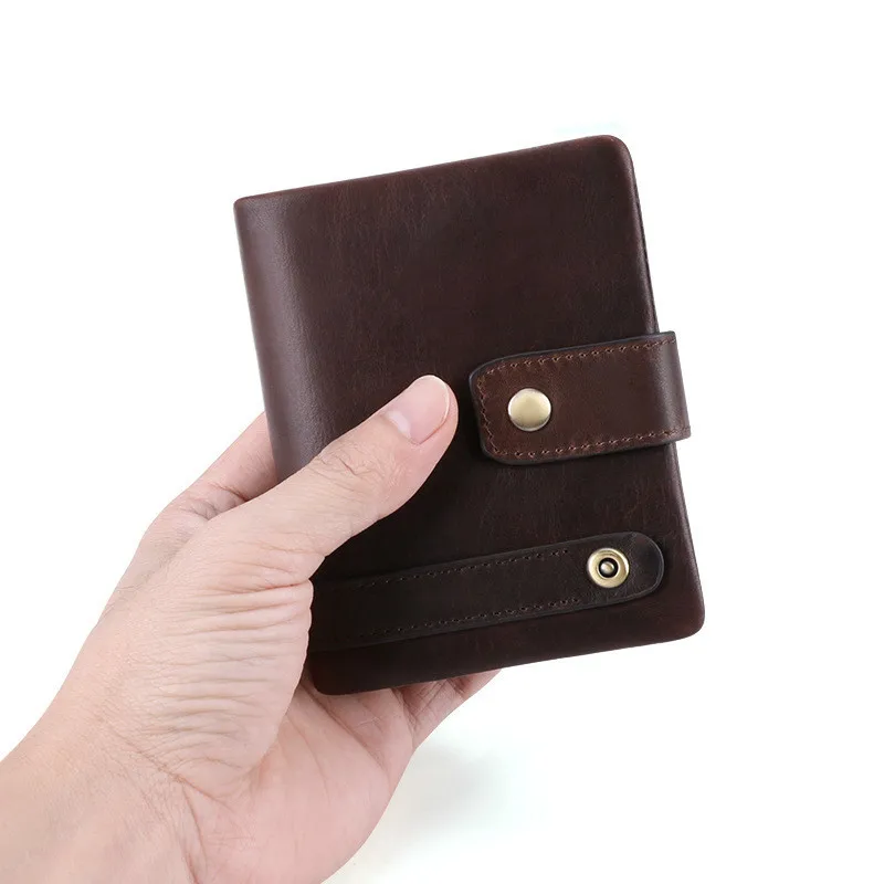 Повседневный мужской кошелек из натуральной кожи в стиле ретро с защитой от