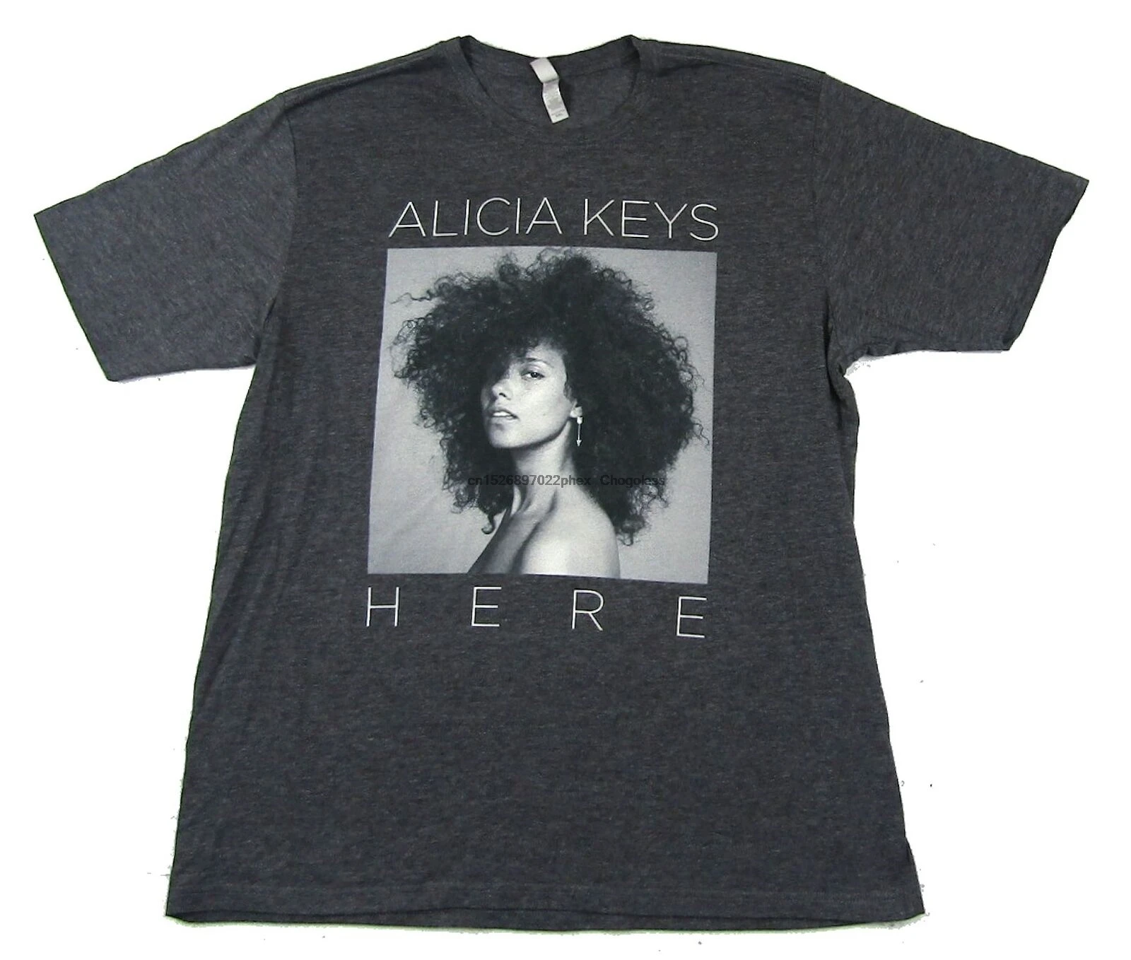 Футболка Alicia Keys B &amp W с надписью здесь темно-серо-вересковый цвет новая