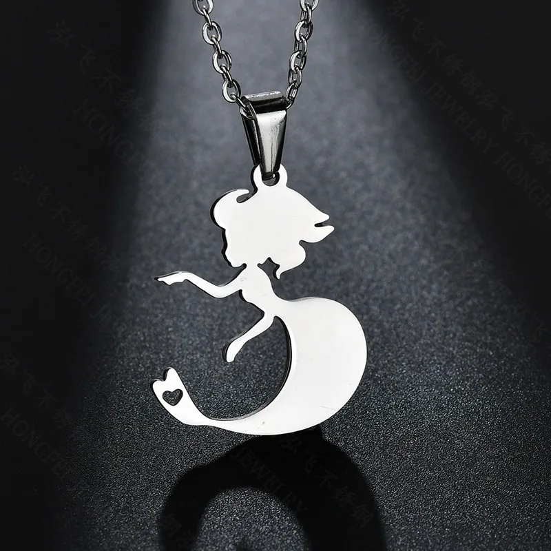 Трендовая нержавеющая сталь мистическая подвеска в виде русалки ожерелье