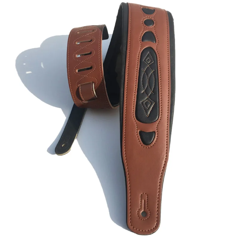 Кожаный ремешок из натуральной воловьей кожи для электрогитары с регулируемой