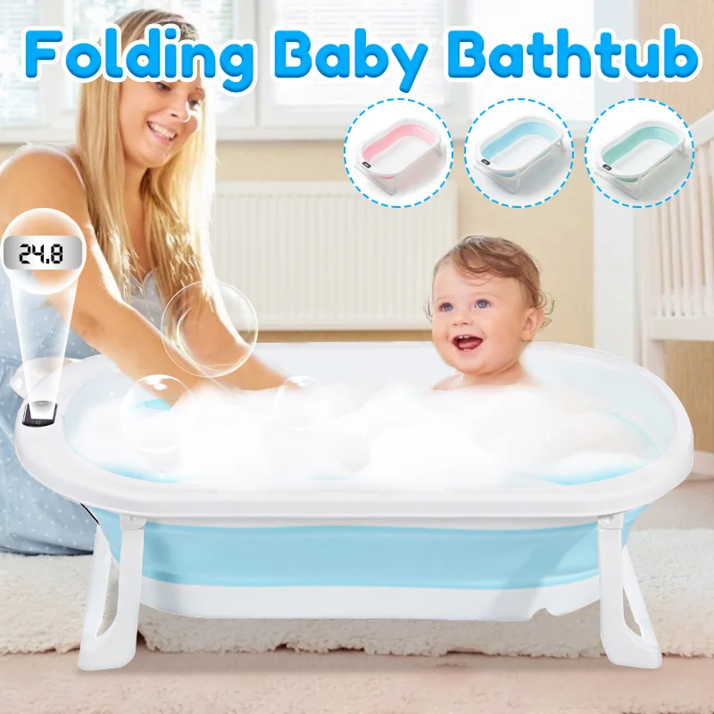 

Baby Bathtub Portable Bath Tub Sit Lie Newborn Baby Folding Tub Home Infant Children's Bath Barrel Temperature Sensitive Bathtub